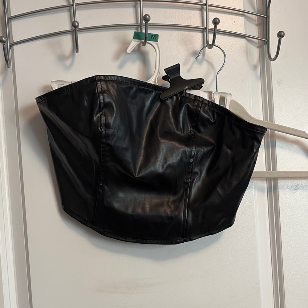 Wild Fable Black Faux Leather Crop Top